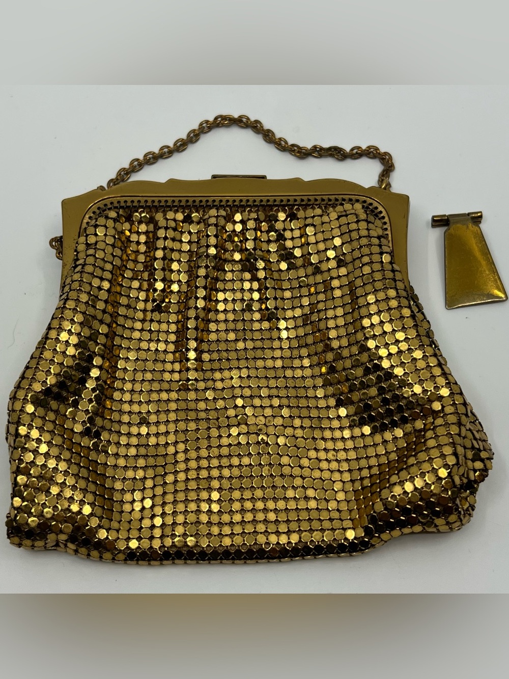AS IS Mini vintage Whiting & Davis gold mesh chainmail clasp purse USA as is